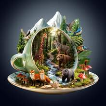 1件裝 Teacup Forest 木製不對稱拼圖，動物造型 2D 拼圖玩具，適合兒童與成人，益智遊戲，派對、節日、聖誕與生日禮物，獨特魔幻桌面裝飾創意木製拼圖禮品 - 彩色 - 查看 1
