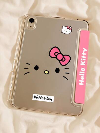 SANRIO 粉色豹纹可爱Hello Kitty风格平板电脑保护套，带Y型支架，适用于iPad 10/9/8/7代、Air 5/4/3、Pro 11英寸，防震防摔，支持自动睡眠/唤醒