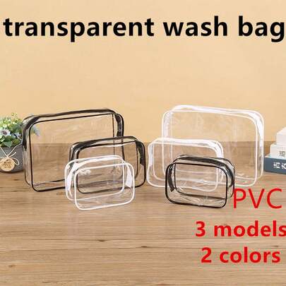 1pc Portable Outdoor Travel Cosmetic Organizer Bag, Multi-Functional Thick PVC Transparent Waterproof Toiletry Pouch