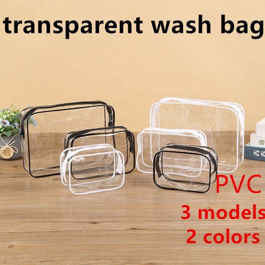 1 pieza Bolsa de almacenamiento de cosméticos portátil para viajes al aire libre, bolsa de almacenamiento multifuncional engrosada, bolsa transparente impermeable - Multicolor - Ver 1
