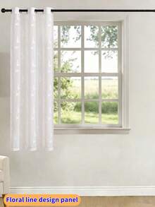 1pc White Embroidered Curtain, Decorative White Embroidered Faux Linen Ring Top Curtain, Suitable For Home Kitchen, Living Room And Bedroom - White - View 22
