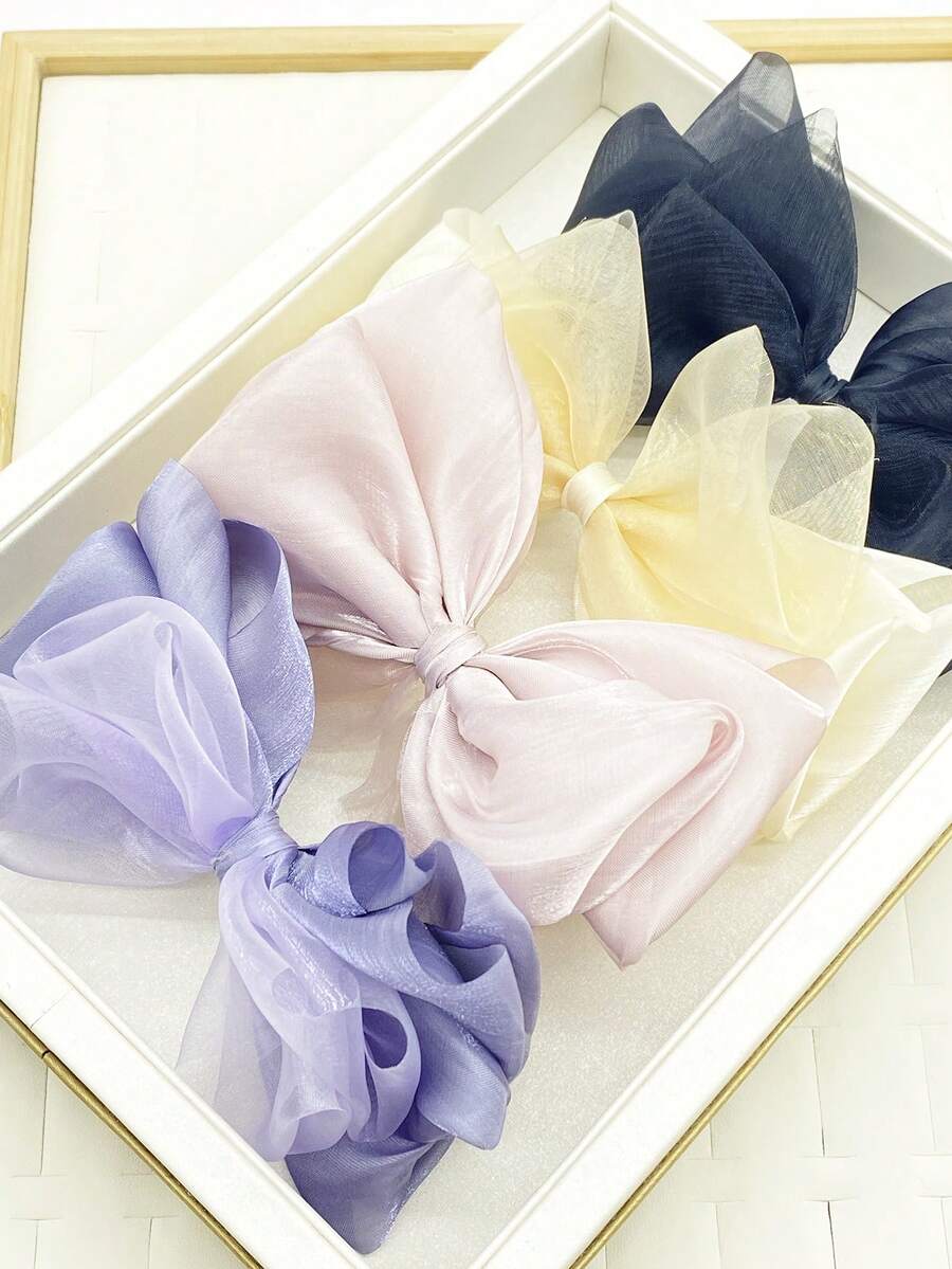 1个闪亮网纱蝴蝶结DIY服装配饰,适合装饰鞋子、帽子、包包、发夹等。 - 紫色 - 查看 1