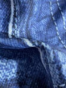 Bộ bikini buộc dây hở lưng in họa tiết denim dành cho nữ, đồ bơi thường ngày co giãn tốt. - Nhiều màu - Xem 6