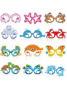 12 piezas Gafas de papel con diseños de animales marinos, accesorios para photocall con vida marina, gafas divertidas y desechables con criaturas marinas como obsequios para fiestas, adecuadas para fiestas de cumpleaños con tema de pesca, fiestas con tema submarino, fiestas de sirenas, baby shower, fiestas de piscina en verano, actividades escolares, carnavales, fiestas hawaianas y suministros para fiestas con tema oceánico - multicolor - Ver 2