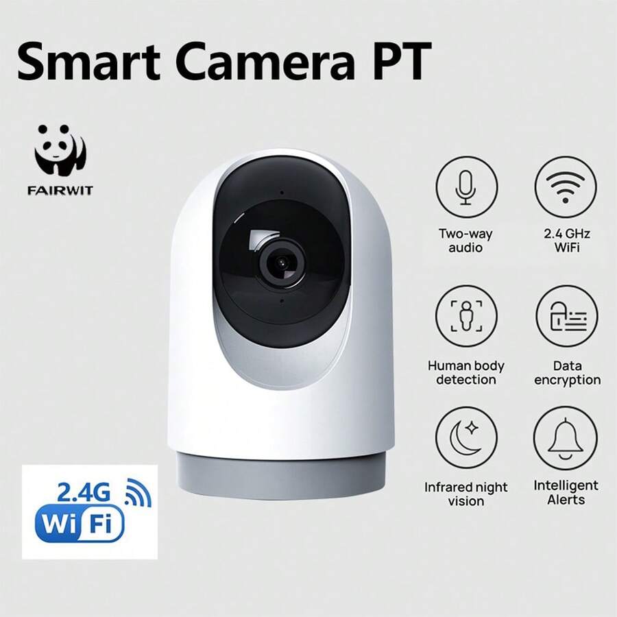 PANDA Camera an ninh HD Z3 có âm thanh và tầm nhìn ban đêm, hỗ trợ WiFi 2.4G, thích hợp cho an ninh gia đình, có thể kết nối với điện thoại thông minh, hỗ trợ giám sát video hai chiều, ghi hình, theo dõi trẻ em, điều khiển bằng ứng dụng, phát hiện/theo dõi chuyển động, giám sát, camera thú cưng. - trắng - Xem 1
