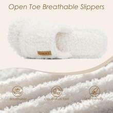 Adjustable Open - Toe Women's Slippers Cozy Fuzzy Memory Foam Indoor Outdoor Non - Slip Cute Ladies Sandals Gifts For Women Mom Bridesmaid White - Màu Hồng Tươi - Xem 11