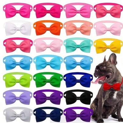 Conjunto de 20/10 piezas de corbatas de moño ajustables de unicolor para mascotas, colores aleatorios, adecuado para Chihuahua, Yorkshire Terrier, Pomerania, Maltés, Schnauzer y otros perros pequeños, decoración navideña, de cumpleaños y de fotografía.