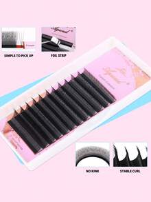 Extensiones de pestañas postizas Aguud de 12 filas en forma de abanico en U-3D, volumen uniforme y oscuro, 0.07mm D Curl, longitud única y puntas mixtas, tejido de cachemira hecho a mano, bandejas premontadas - D - Ver 5