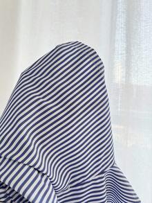 Unity Mono de manga corta con cintura ceñida, bolsillos y estampado de rayas para el verano - Azul marino - Ver 6