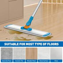 Dust Mop With 3 Reusable Washable Pads - One, Extendable Stainless Steel Handle, Wet & Dry Mops Floor Cleaning, Hardwood, Laminate, Tile Flooring Push Dust Mop - Blue(Microfiber) - View 6