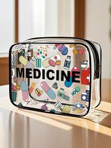 Bolsa de cosméticos transparente de PVC grueso, bolsa transparente amigable con TSA para artículos de viaje esenciales, artículos de tocador, cables, cargadores - Multicolor - Ver 3