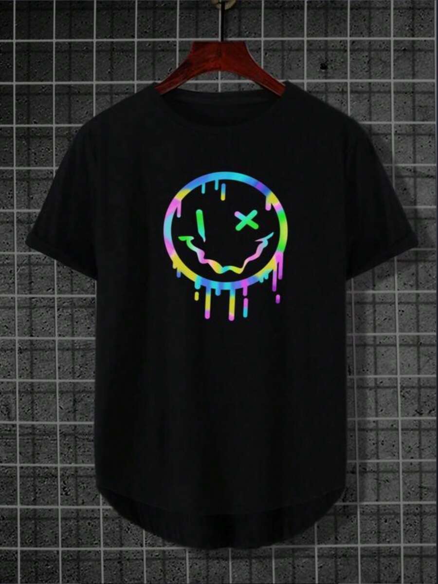Manfinity Roughcore Men Reflective Cartoon Graphic Tee - Black - View 1