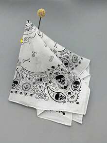 1pc Hip Hop/Street Dance Skull Head Printed Bandana, Unisex Headwrap, Outdoor Sports Face Mask - Multicolor - View 2