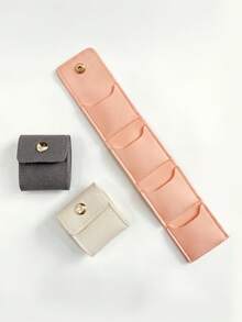 Mini Travel Jewelry Pouch, Travel Jewelry Roll Pouch, With Buckle, Foldable Multi-Functional Travel Jewelry Bag, Small Jewelry Box (Earrings, Rings, Necklaces). - Màu trắng ngà, 1 chiếc - Xem 4