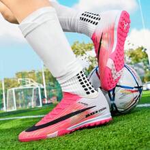 WEJIESS 1 Par de Chuteiras de Futebol/Futebol Masculinas, Adequadas para Preparação da Copa do Mundo, Gramado do Campus, Antiderrapante, Respirável, Portátil, Chuteiras de Treinamento de Cano Baixo com Travas - Rosa chiclete - Visão 9