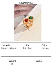 1pc Vintage Palace Style Exaggerated Geometric Ring, High-End Unisex Couple Rings Suitable For Banquet, Wedding - Gold - View 7