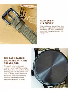 Burberry Đồng hồ đeo tay nam Thụy Sĩ GMT Quartz, dây đeo nylon màu xanh ô liu, mặt số đen. - màu đen - Xem 6