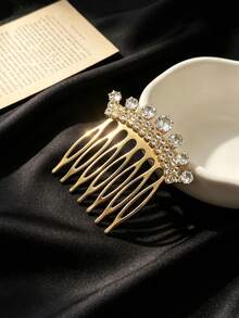 1pc Women's Side Comb, Rhinestone Hair Clip, Bridal Hair Accessory, Suitable For Casual Daily/Vacation Party/Wedding/Bridesmaid Bride Headpiece - Multicolor - View 4