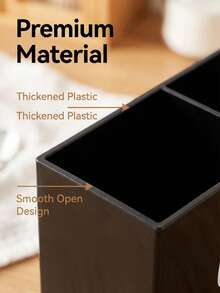 1 pieza Estante de almacenamiento multifuncional para la cocina, soporte duradero de color negro para utensilios con etiquetas, ahorra espacio, adecuado para guardar cuchillos, tenedores, cucharas y vajilla, se puede usar en el comedor, bar, encimera de la cocina o picnic al aire libre - Compartimento para cubiertos de tres compartimentos - Ver 3