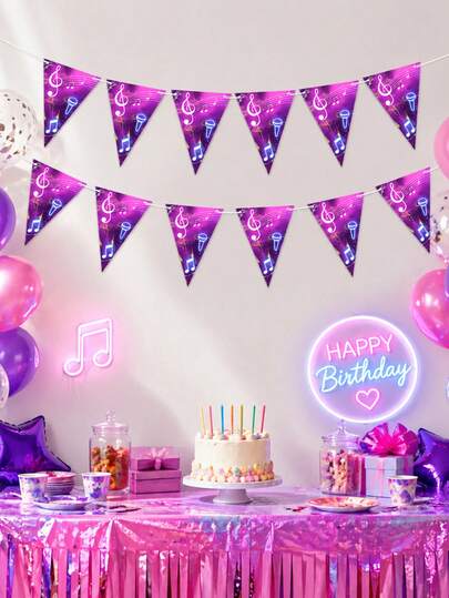 1set Music Theme Birthday Party Pull Up Banner,Purple Music Party Decorations,Birthday Party Background Decorations Hanging Banner, Music Theme Party Supplies,Baby Christening Party Decorations Banner, Birthday Party Photo Props,1st Birthday Party Decor,Newborn Baby Shower Room Hanging Decorations Banner, Babe Shower Decoration, Baby Shower Gift