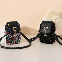 Túi đựng điện thoại đính sequin mới năm 2026 với tua rua ngọc trai giả, túi đeo vai chéo kiểu dáng thường ngày, túi xách nữ bán chạy. - Nhiều màu - Xem 2