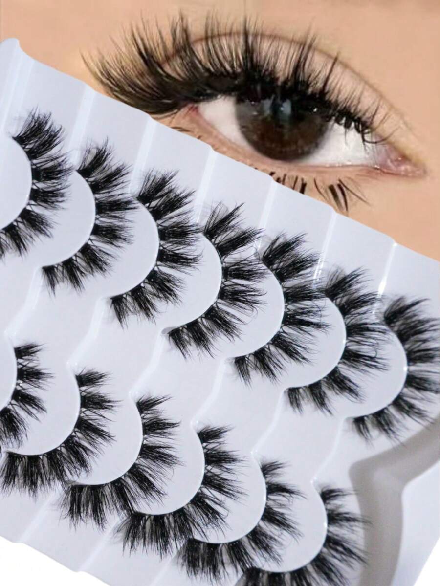 NEW7 Pairs Cartoon Style Natural Long False Eyelashes, Suitable For Daily Party Makeup, Cat Eye And Fairy Style Lashes, Create Charming MakeupNatural Long Lashes Fluffy Cat Eye Lashes Wispy Volume And Soft False Eyelashes Makeup Extensions Fake Lashes Strip Lashes, Lashes, Eyelashes, Fake Lashes - View 1