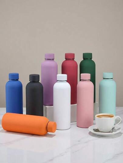 1 Bình nước nhiều màu, 500ml/17oz, màu trơn đơn giản, thiết kế miệng nhỏ, thích hợp cho các hoạt động thể thao ngoài trời, dung tích lớn, phù hợp cho cả đồ uống nóng và lạnh, lý tưởng cho tập luyện, công việc, trường học, ô tô và làm quà tặng sinh nhật cho bạn bè và gia đình.