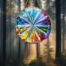 4-Season 2D Flat Boho Style 8-Inch Acrylic Prism Suncatcher - Vibrant Rainbow Refraction, Suitable For Porch, Garden, Office Or Home Wall Decor - Gift For Friends And Family, 2D Flat - A - View 9