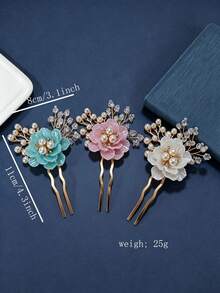 Handmade Chinese Style Pearl Flower Hair Accessories, Suitable For Hanfu, Cheongsam, Xiu He Outfit - Multicolor - View 10