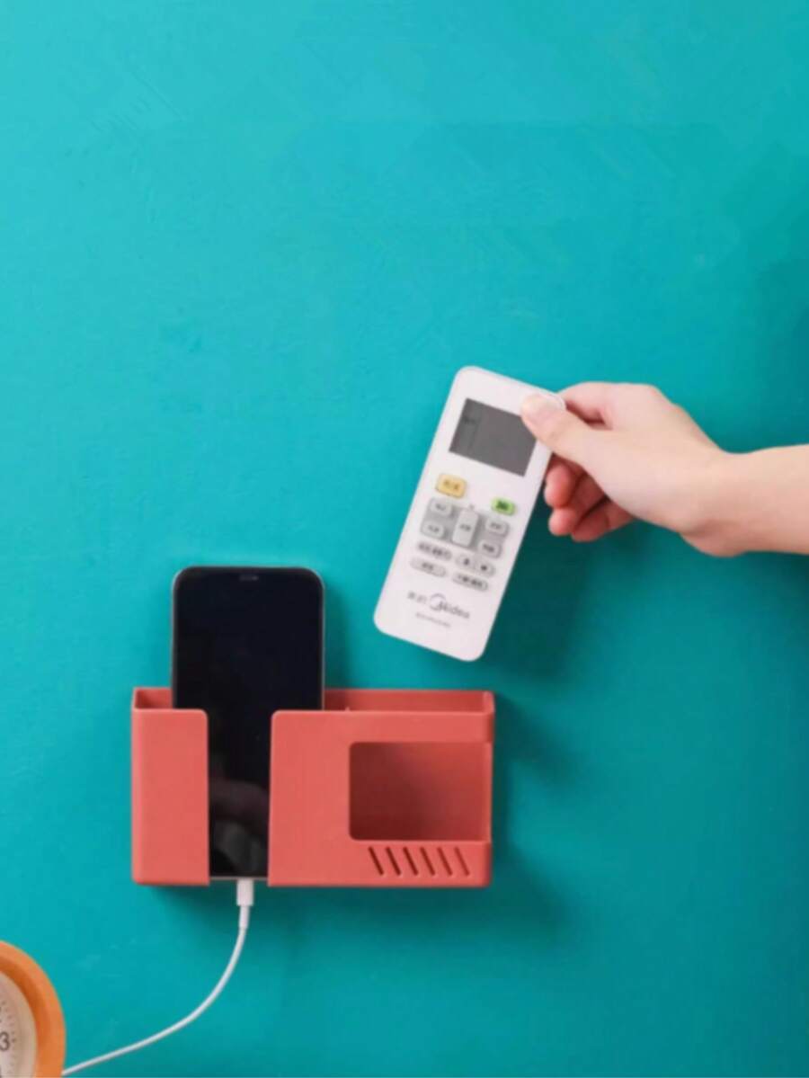 Wall-Mounted Non-Punching Remote Control Storage Box Rack TV Air Conditioning Mobile Phone Charging Rac - View 1