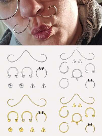 Beard Septum Ring Septum Ring Septum Jewelry Septum Ring 16g Septum Piercing Septum Clicker 16 Gauge Septum Ring Beard Septum Ring Septum Silver Gold Black