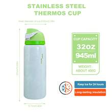 OwaIa Noctilucence Insulated Stainless Steel Water Bottle With Straw,32oz,Keeps Drinks Hot And Cold,Suitable For Beverages And Water,Cool Design,Glowing At Night,Suitable For Sports,Travel,Leisure,Students,Office Workers,Indoor And Outdoor Use,As A Gift.Vacuum Flasks-Everyday Tumbler-Perfect Birthday Gift-Father Day Tumbler - trắng - Xem 5