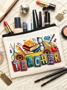Bolsa de cosméticos elegante y minimalista, bolsa de aseo portátil, bolsa de maquillaje de viaje reutilizable de gran capacidad. Adecuada para jóvenes, puede almacenar auriculares, accesorios pequeños y carteras. Esta bolsa de almacenamiento casual multifuncional también funciona como estuche para lápices de estudiante. Sirve como un exquisito regalo de cumpleaños y un regalo perfecto para amantes, hermanas y jóvenes. - Multicolor - Ver 4