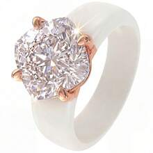 A Stylish, Fade-Resistant Silicone Lightweight Ring, Paired With An Elegant Square-Cut  Ring, Is Suitable For Women To Wear. It Can Be Used As A Wedding Or Anniversary Gift, A Dazzling Jewelry Accessory, And Is Suitable For Daily Wear, Outdoor Sports, Gym And Yoga Exercises. It Is Also A Perfect Mother's Day Gift. - trắng - Xem 3