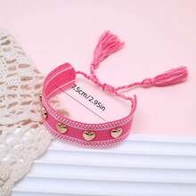 1 pieza Pulsera bohemia con remache en forma de corazón - Rosa - Ver 5