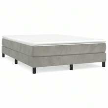 vidaXL Boxspringbettgestell Hellgrau 140x190 cm Samt - Grau - Übersicht 2