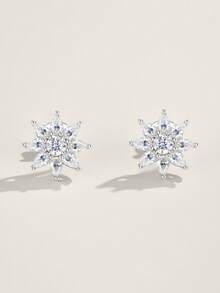 925 Sterling Silver Moissanite Earrings, Hypoallergenic, Minimalist Luxury Design, Anti-Oxidation Versatile Earrings, Gift For Valentine's Day, Mother's Day, Wedding, Engagement, Birthday, Comes With Gift Box And Certificate - Silver - View 7