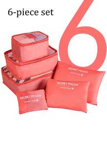 6pcs Travel Storage Organizer Set, Multiple Sizes And Colors Available, Foldable Storage Bags, Travel Organizer Bags, Clothing Storage Bags, Luggage Storage Bags, Suitcase Storage Cubes, Travel Essentials, Vacation Essentials, Storage Boxes, Home Travel Holiday Essentials, Suitcase Storage Bags, Moving Travel Packing Bags, Includes Travel Bag, Makeup Bag, Used For Storing Skincare, Clothing, Jewelry, Phone, Toiletries And Other Small Items, Also Suitable For Home, Beach Vacation, Back To School Season, Gifts, Holidays (Halloween, Christmas) - Random Color - View 19