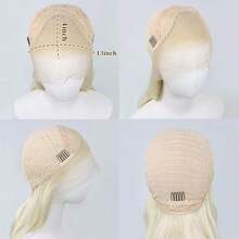 613# Golden Short Curly Synthetic Wig, 13x4 Lace Front, 150 Density, 16 Inches, Natural Look For Daily Use - Gold - View 9