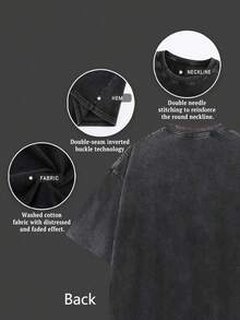 2026 Men's Washed Streetwear Brand Has Launched An Oversized T-Shirt Featuring Invincible Comic Character Designs And Text. This Casual Outfit Is An I - 黑色3 - 查看 3