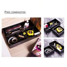 Bamboo Organizer Box For Accessories Cosmetic Small Square Drawer Organizer Boxes Black 4"*4" - Black - View 7