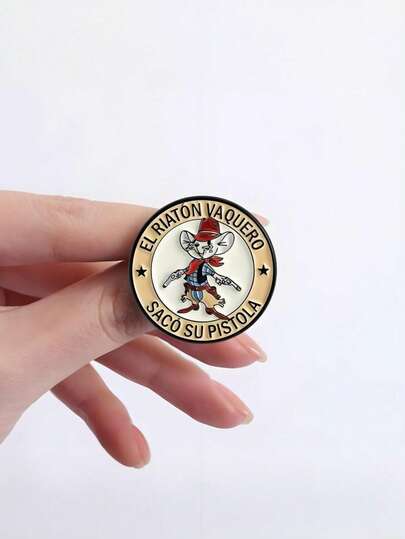 1pc Vintage Cartoon Cowboy Mouse Brooch, Exquisite Badge, New Design