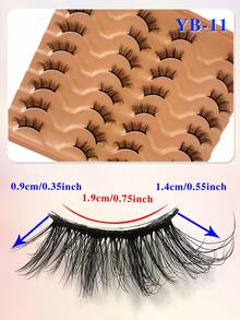 ENCHUW 16 Cặp Mi Giả Nửa Mi Tự Nhiên Kiểu Manga Mi Giả Lông Mịn Uốn Cong Mềm Mại Thích Hợp Cho Tiệc Tụ - màu đen - Xem 2