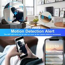 1pc/2pcs Mini Wireless Camera, 1080P HD Smart Night Vision Security Camera, Portable Magnetic Webcam For Home/Outdoor Sports, Real-Time View, TF Card Storage, Rotatable Base, Rechargeable, Motion Detection, Suitable For Home, Car, Office, 24/7 Online, Only Supports 2.4G WiFi - Black - View 9