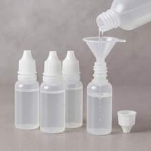 5pcs Set (4 Bottles + 1 Funnel) 15ml (0.5oz) Small Plastic Dropper Bottles - Empty, White Eye Serum Dropper Bottles, Squeezable Portable Travel Containers, Refillable With Cap And Plug - View 8