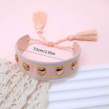 1pc Rivet Heart Bohemian Bracelet - Champagne - View 5