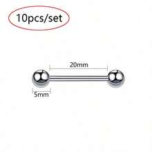Bộ 10 món trang sức xỏ khuyên tai, khuyên tạ và khuyên lưỡi đơn giản & cổ điển với nhiều độ dài khác nhau (6mm-38mm) dành cho nữ giới đeo hàng ngày. - Móng tay - Xem 16