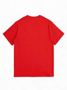 Men 100% Cotton Boston Letter Print Crew Neck Short Sleeve T-Shirt Soft Breathable All Season Casual Tee For Daily & Holiday Gift - 紅色 - 查看 3