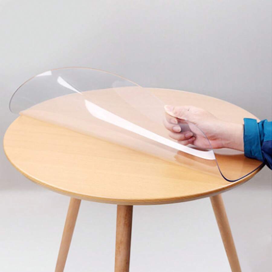 Round Tablecover Water‑Resistant PVC 2.0mm Thick Clear Protector For Table Desk Pad - Transparent - View 1