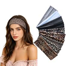 Set da 5 fasce elastiche boeme per donna, con stampa leopardata e colori uniti, fasce elastiche antiscivolo e assorbenti per sudore, adatte per corsa, yoga, uso casual, accessori per capelli - Multicolore - Visualizzare 1